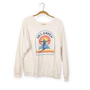 Retrobrand Antique White Ski Aspen Pullover Graphic Sweatshirt Size M